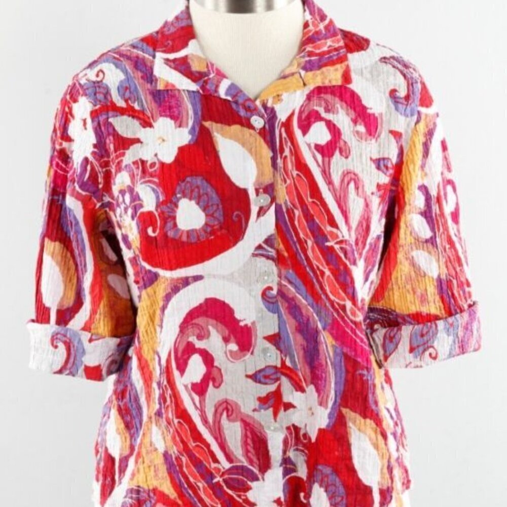 Habitat Clothes to Live In Retro Swing Shirt Art to Wear in Tomato Malibu Mix XL